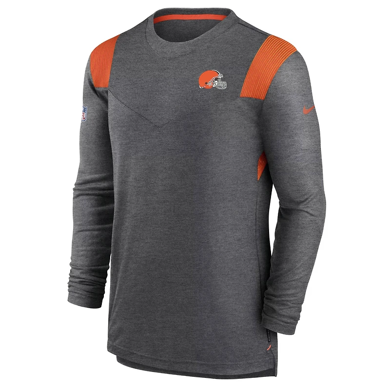 Men's Nike Charcoal Cleveland Browns Sideline Tonal Logo Performance Player Long Sleeve T-Shirt