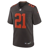Men's Nike Denzel Ward Brown Cleveland Browns Alpha Dawg Game Jersey