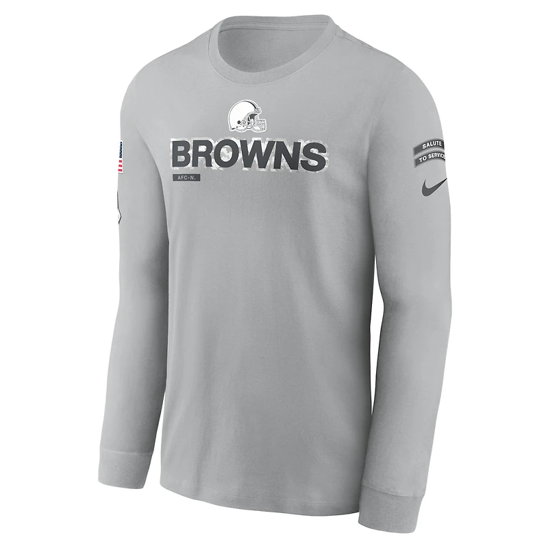 T-shirt à manches longues Nike Cleveland Browns 2024 Salute To Service pour homme Gris