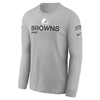T-shirt à manches longues Nike Cleveland Browns 2024 Salute To Service pour homme Gris