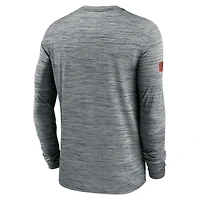 T-shirt Nike gris à manches longues Sideline Velocity Dri-FIT pour homme des Cleveland Browns