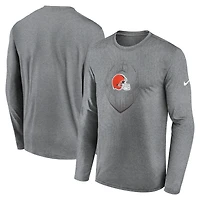 T-shirt Nike à manches longues Icon Legend Performance pour homme, gris chiné, des Cleveland Browns