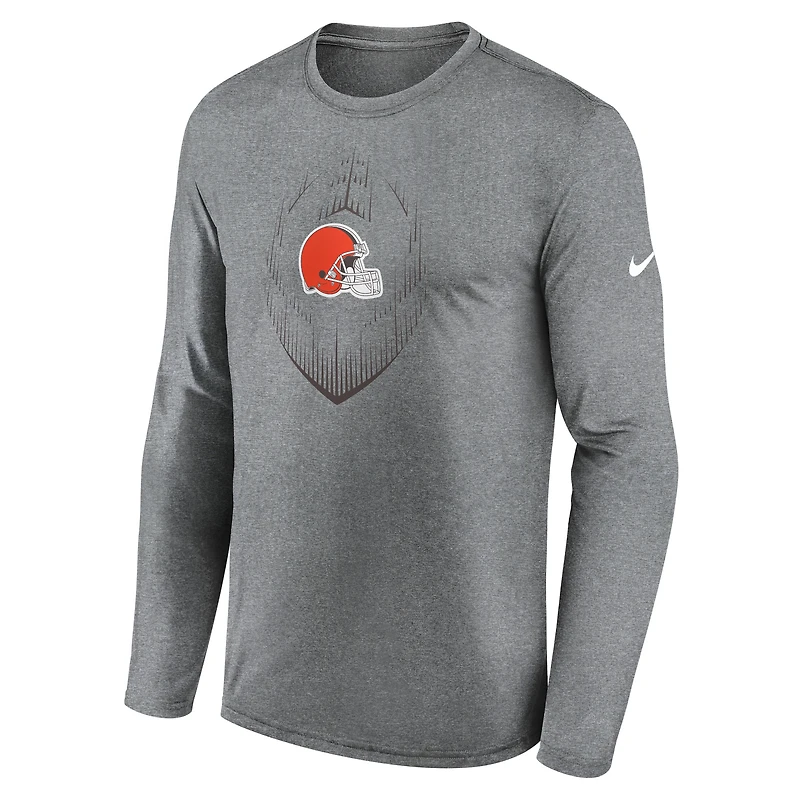Men's Nike Heather Gray Cleveland Browns Icon Legend Performance Long Sleeve T-Shirt