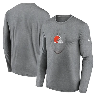 Men's Nike Heather Gray Cleveland Browns Icon Legend Performance Long Sleeve T-Shirt