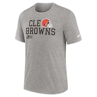 Men's Nike Heather Gray Cleveland Browns Overlap Lockup Tri-Blend T-Shirt
