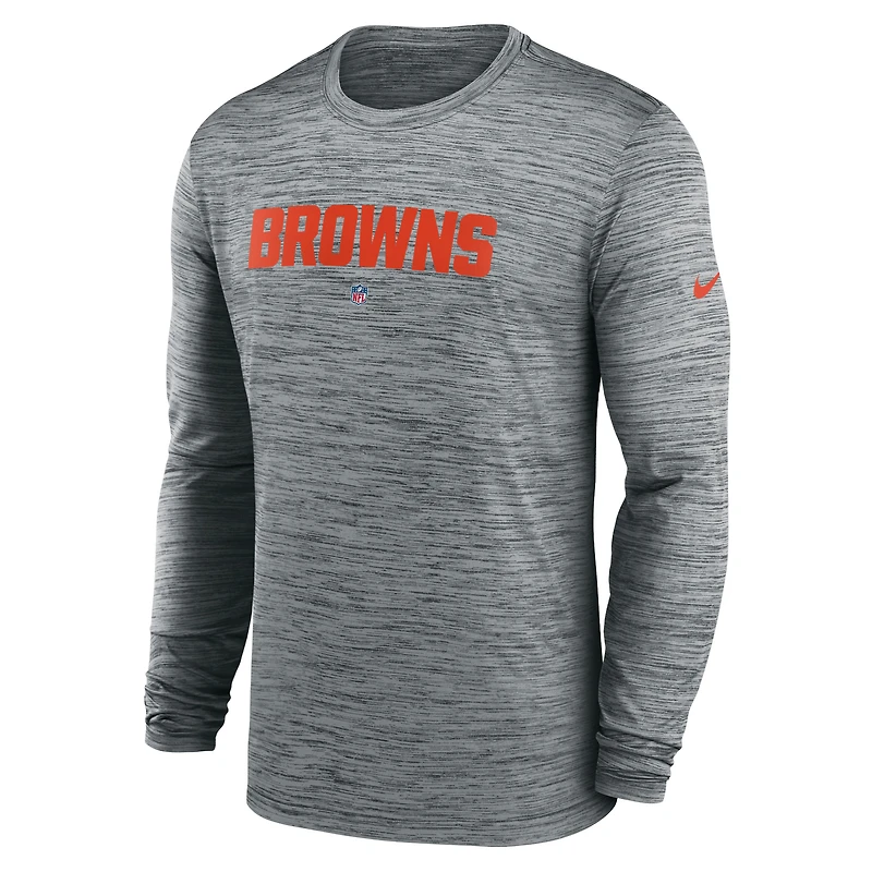 Men's Nike  Heather Gray Cleveland Browns Sideline Team Velocity Performance Long Sleeve T-Shirt
