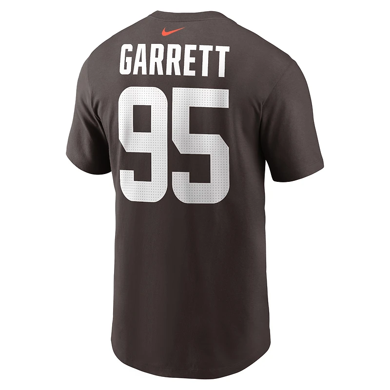 Men's Nike Myles Garrett Brown Cleveland Browns Player Name & Number T-Shirt