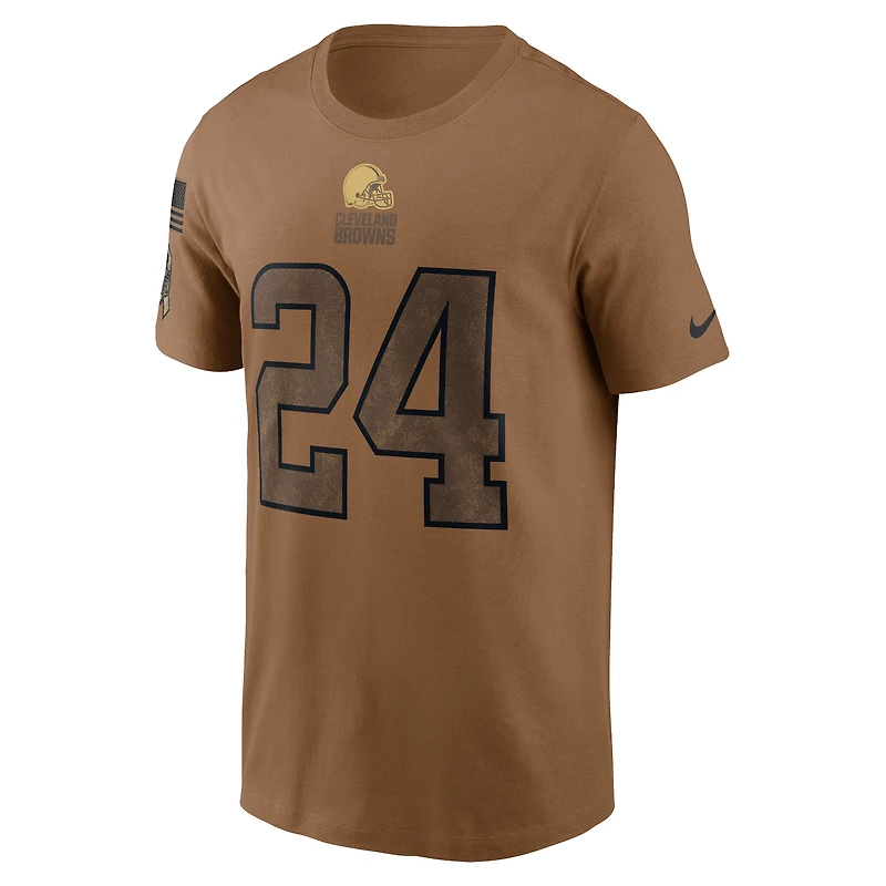 T-shirt Nike pour homme avec nom et numéro Salute To Service des Cleveland Browns Nick Chubb Brown