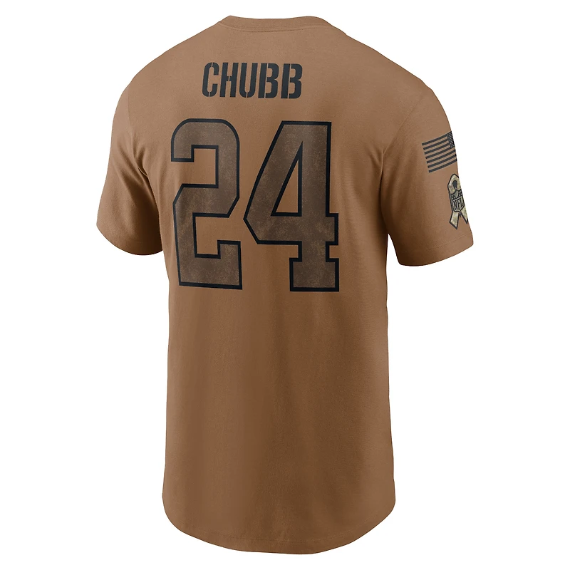 T-shirt Nike pour homme avec nom et numéro Salute To Service des Cleveland Browns Nick Chubb Brown