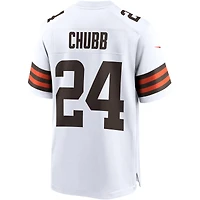 Maillot de match Nike Nick Chubb pour hommes, blanc, Cleveland Browns