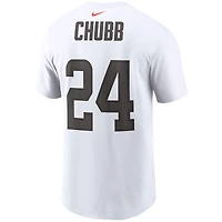 T-shirt Nike Nick Chubb pour hommes, blanc, nom et numéro du joueur des Cleveland Browns