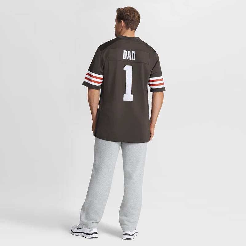Men's Nike Number 1 Dad Brown Cleveland Browns Game Jersey