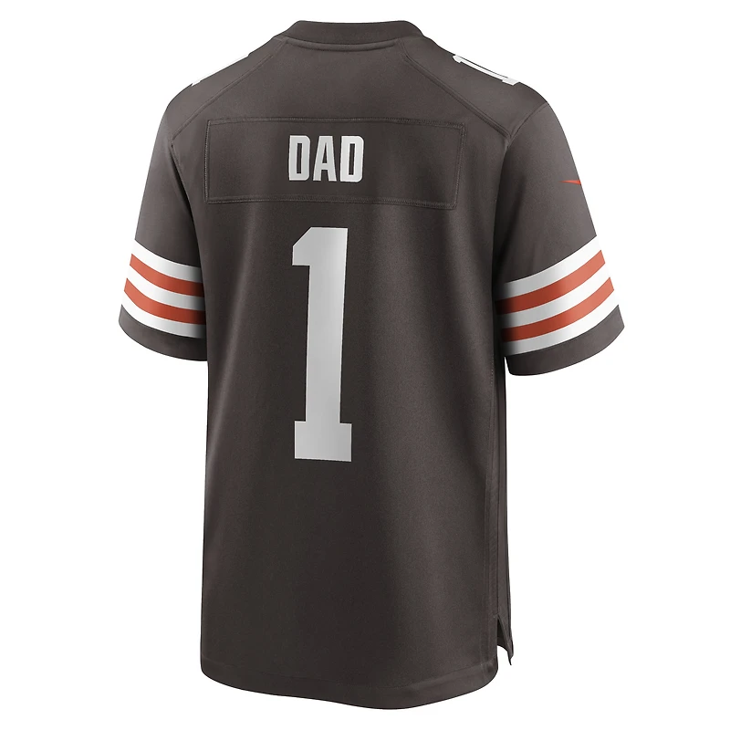 Maillot de match Nike numéro 1 Dad marron des Cleveland Browns pour hommes