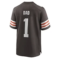 Maillot de match Nike numéro 1 Dad marron des Cleveland Browns pour hommes