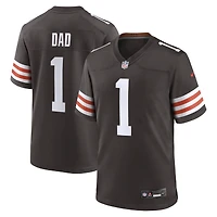 Maillot de match Nike numéro 1 Dad marron des Cleveland Browns pour hommes