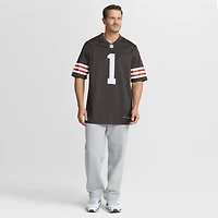 Maillot de match Nike numéro 1 Groom marron des Cleveland Browns pour hommes