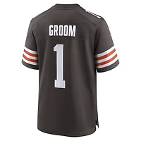 Men's Nike Number 1 Groom Brown Cleveland Browns Game Jersey