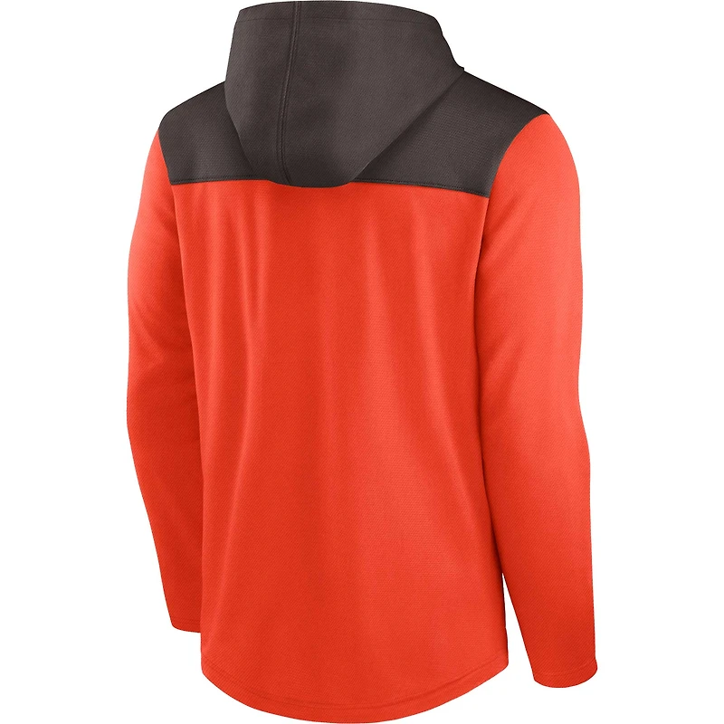 Sweat à capuche léger Nike orange/marron Cleveland Browns Athletic Lockup pour homme