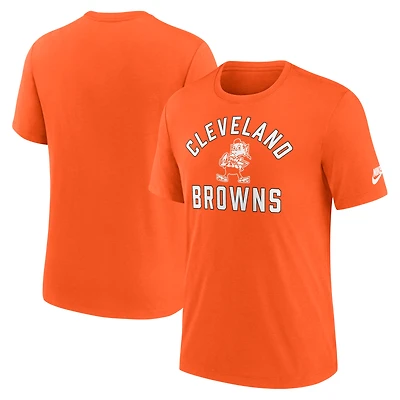 T-shirt Nike orange pour homme, motif tri-mélange des Cleveland Browns, avec chronologie favorable