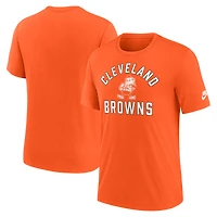T-shirt Nike orange pour homme, motif tri-mélange des Cleveland Browns, avec chronologie favorable