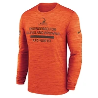 T-shirt Nike orange à manches longues pour homme, Sideline Velocity Performance, Cleveland Browns