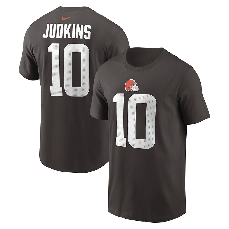T-shirt Nike Quinshon Judkins marron pour homme avec nom et numéro des Cleveland Browns