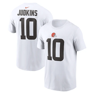 T-shirt Nike Quinshon Judkins pour homme, blanc, avec nom et numéro des Cleveland Browns