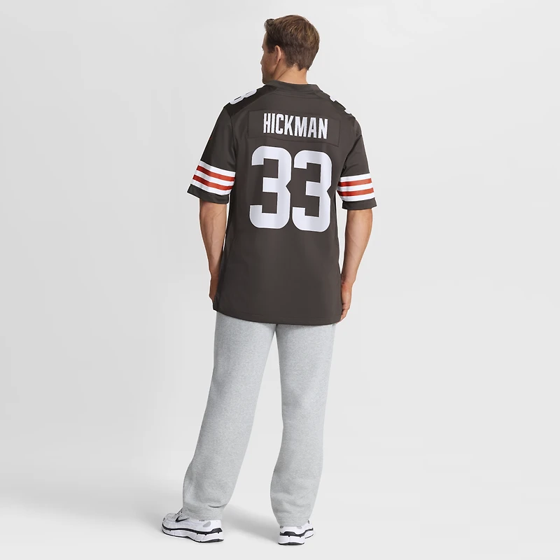Maillot de match l'équipe Nike Ronnie Hickman marron des Cleveland Browns pour hommes