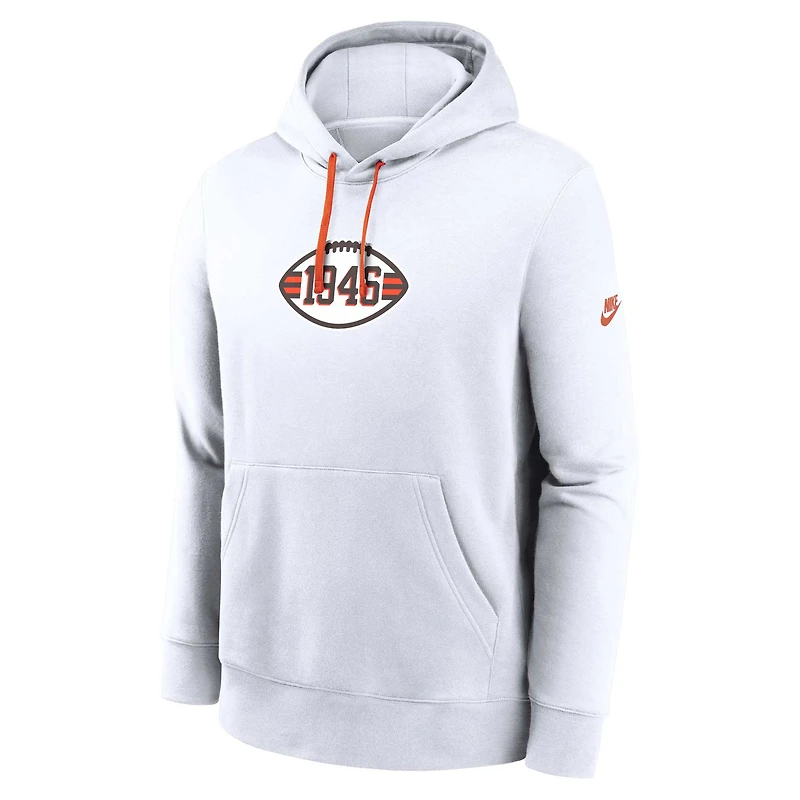 Sweat à capuche Nike pour hommes, Cleveland Browns 2023 Sideline Club Alternate Tri-Blend, blanc
