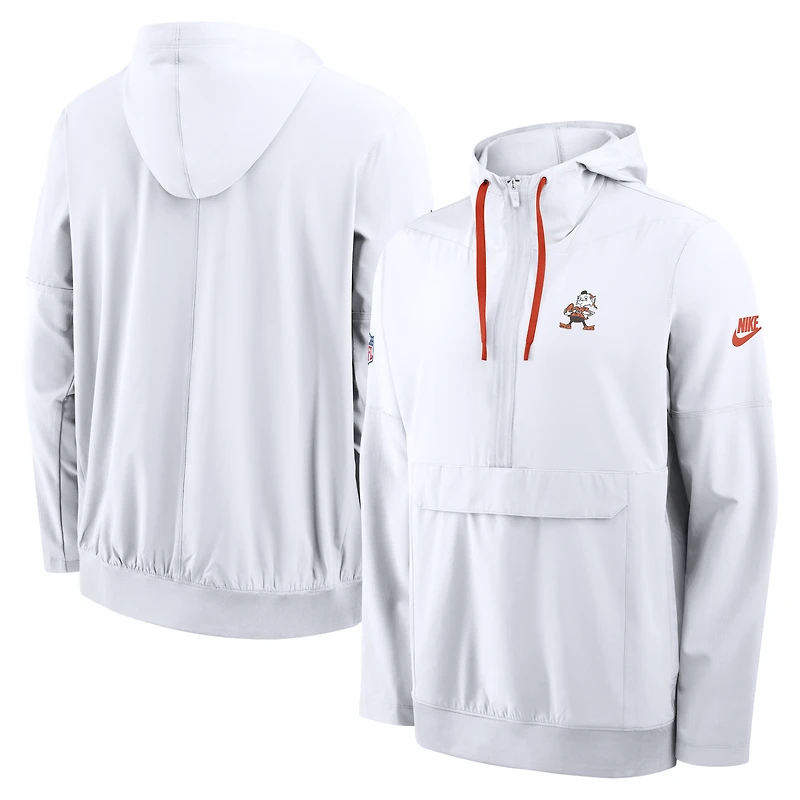 Men's Nike White Cleveland Browns Alt Anorak Half-Zip Hooded Jacket