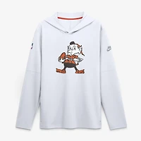 Men's Nike White Cleveland Browns Sideline Dri-FIT Long Sleeve Hooded T-Shirt