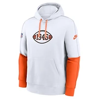 Men's Nike White Cleveland Browns  Throwback Logo Club Tri-Blend Pullover Hoodie