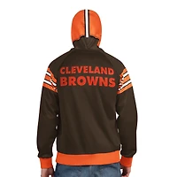 Men's Pro Player Brown/Orange Cleveland Browns Retro Helmet Full-Zip Hooded Track Jacket