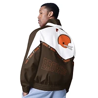Veste légère entièrement zippée Pro Player blanche/marron Cleveland Browns Tape II pour homme