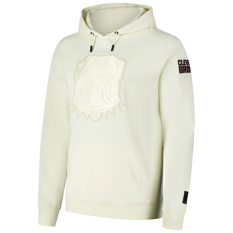 Men's Pro Standard Cream Cleveland Browns Triple Tonal Pullover Hoodie