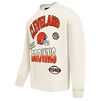 Men's Pro Standard Cream Cleveland Browns Turn It Up Pullover Sweatshirt