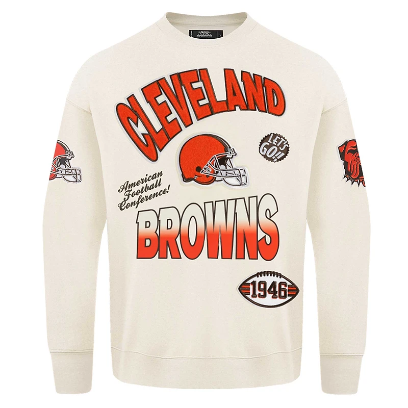 Sweat-shirt à enfiler Turn It Up Pro Standard Cream Cleveland Browns pour homme