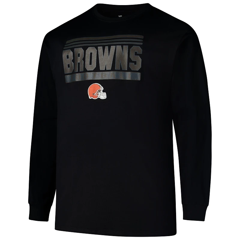 T-shirt à manches longues Pop Big & Tall pour homme avec profil noir des Cleveland Browns
