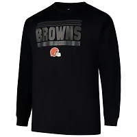 T-shirt à manches longues Pop Big & Tall pour homme avec profil noir des Cleveland Browns