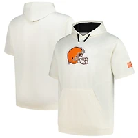 Sweat à capuche manches courtes pour homme avec imprimé et logo des Cleveland Browns, profil Oatmeal