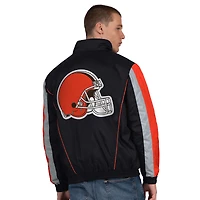 Men's Starter  Black Cleveland Browns Thursday Night Gridiron Half-Zip Jacket