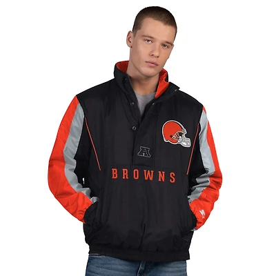 Men's Starter  Black Cleveland Browns Thursday Night Gridiron Half-Zip Jacket