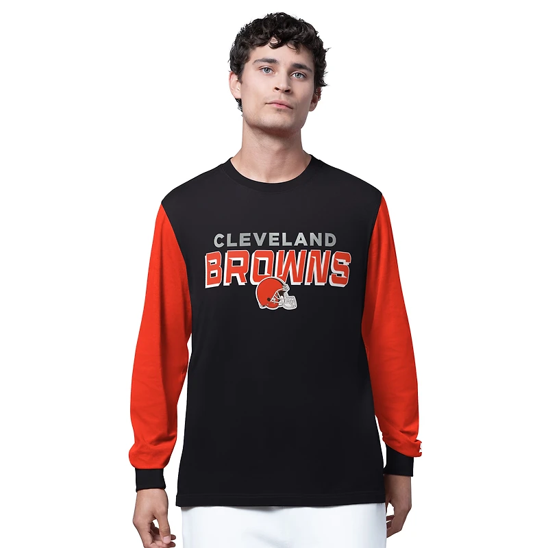 Men's Starter Black Cleveland Browns Thursday Night Gridiron Long Sleeve T-Shirt