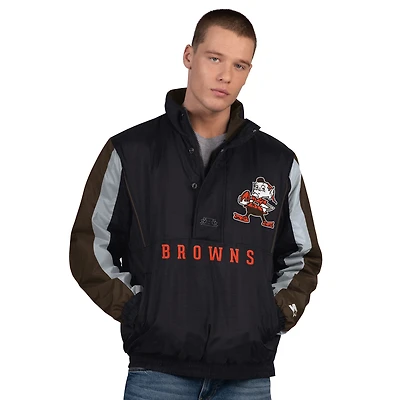 Veste demi-zippée noire pour homme avec logo vintage des Cleveland Browns Thursday Night Gridiron
