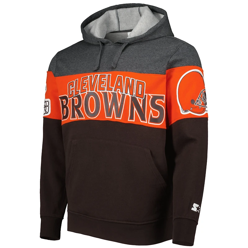Sweat à capuche pour hommes Starter Brown/Heather Charcoal Cleveland Browns Extreme
