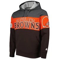 Sweat à capuche pour hommes Starter Brown/Heather Charcoal Cleveland Browns Extreme