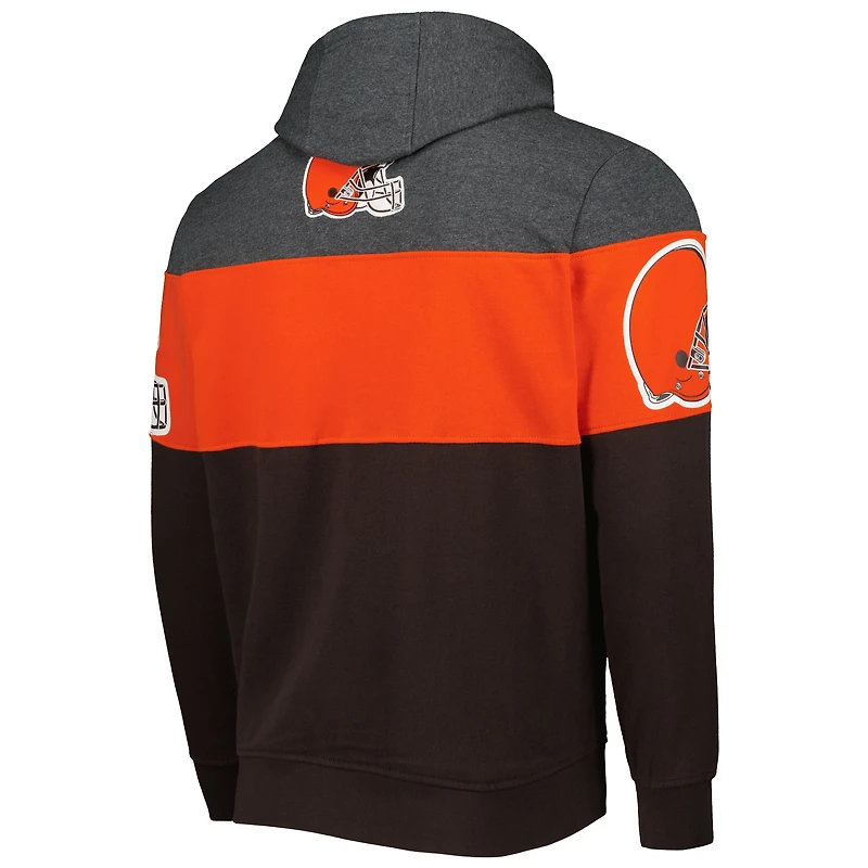 Men's Starter Brown/Heather Charcoal Cleveland Browns Extreme Pullover Hoodie