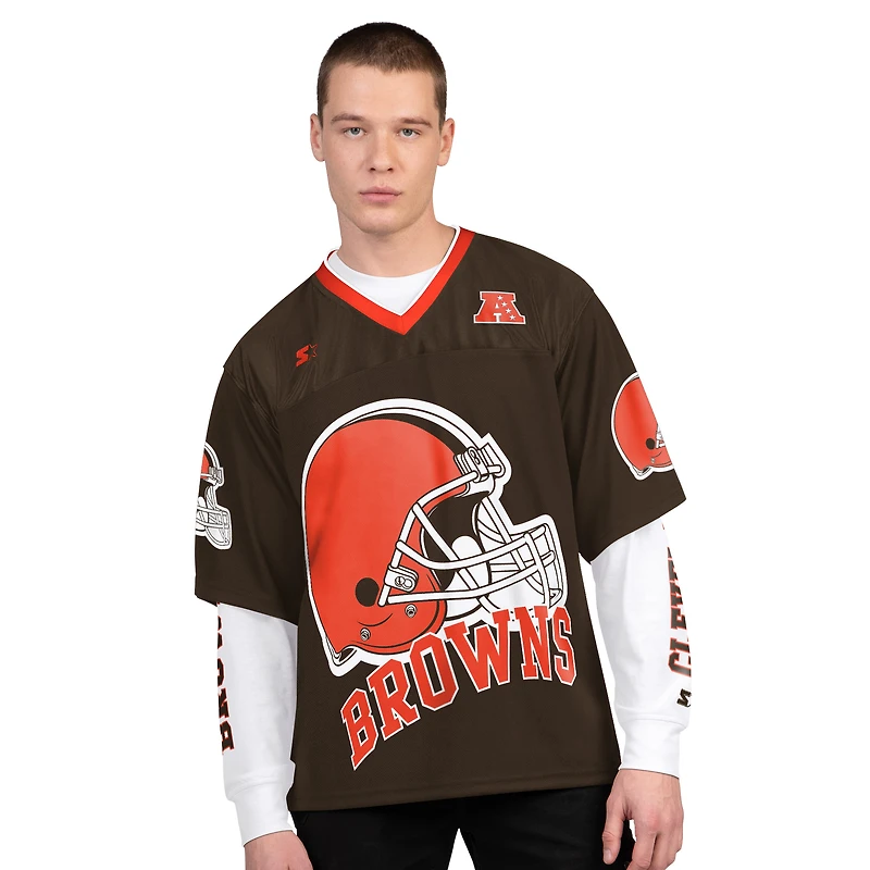 Men's Starter Brown/White Cleveland Browns Short Sleeve & Long T-Shirt Combo Pack