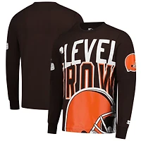 Men's Starter Brown Cleveland Browns Clutch Hit Long Sleeve T-Shirt