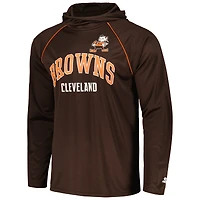 T-shirt à capuche manches longues raglan Starter Brown Cleveland Browns Gridiron Classics pour hommes